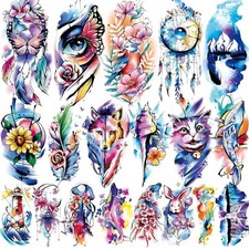 EMOME 79 Sheets Realistic Temporary Tattoos for Women, Watercolor Arm Fake Tatto