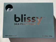 NWOB 110 BLISSY Mulberry Silk Pillowcase KING Ash Blue
