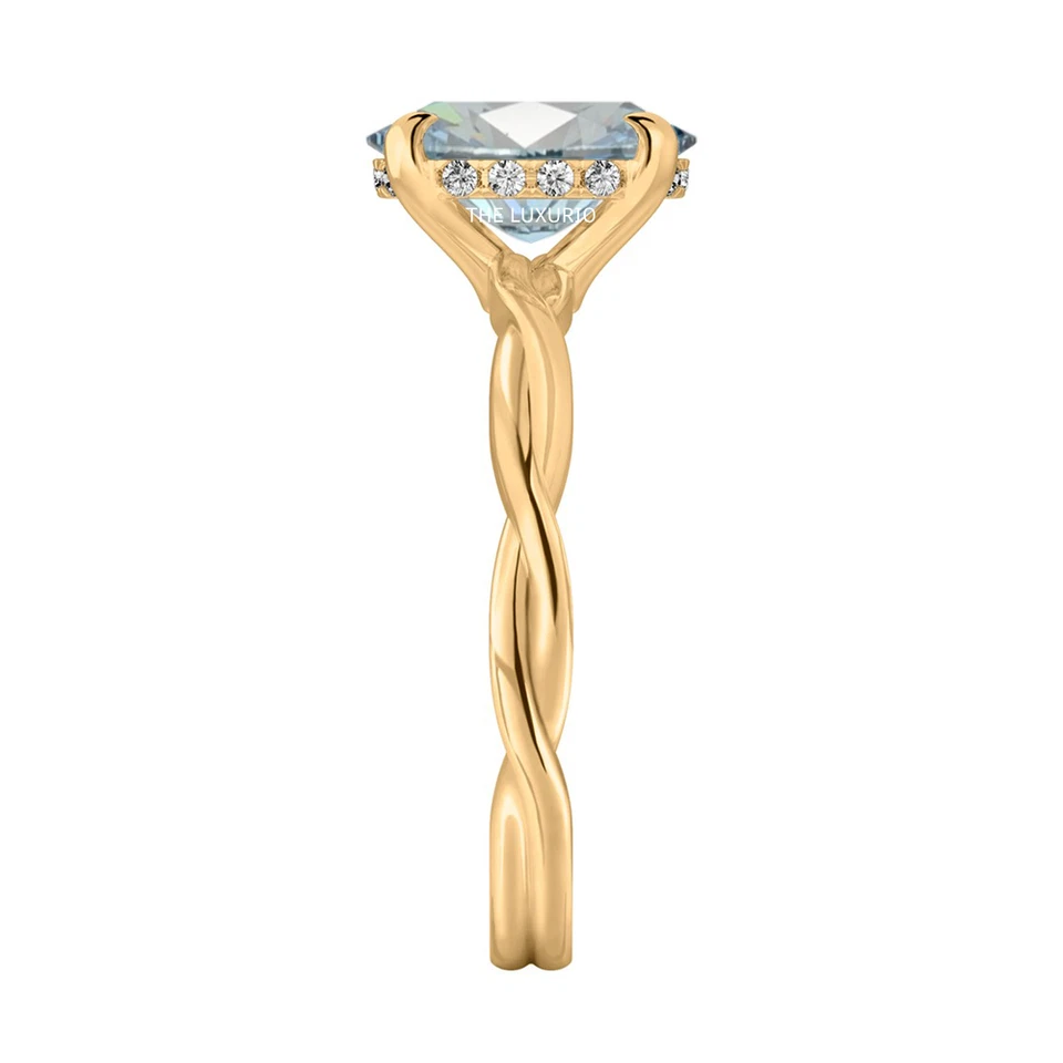 14K Yellow Gold Ring 1.45 Ct IGI Lab Grown Oval Cut Fancy Intense Blue Diamond - Image 2 of 4