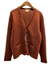 OTHER BRANDS Cardigan 60s GRANT-CREST Mohair L Wool Brown Vintage Used