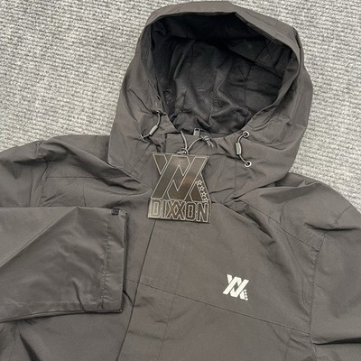 Dixxon XX Tech Jacket Men s Medium Black Full Zip Hooded Windbreaker Logo NWT