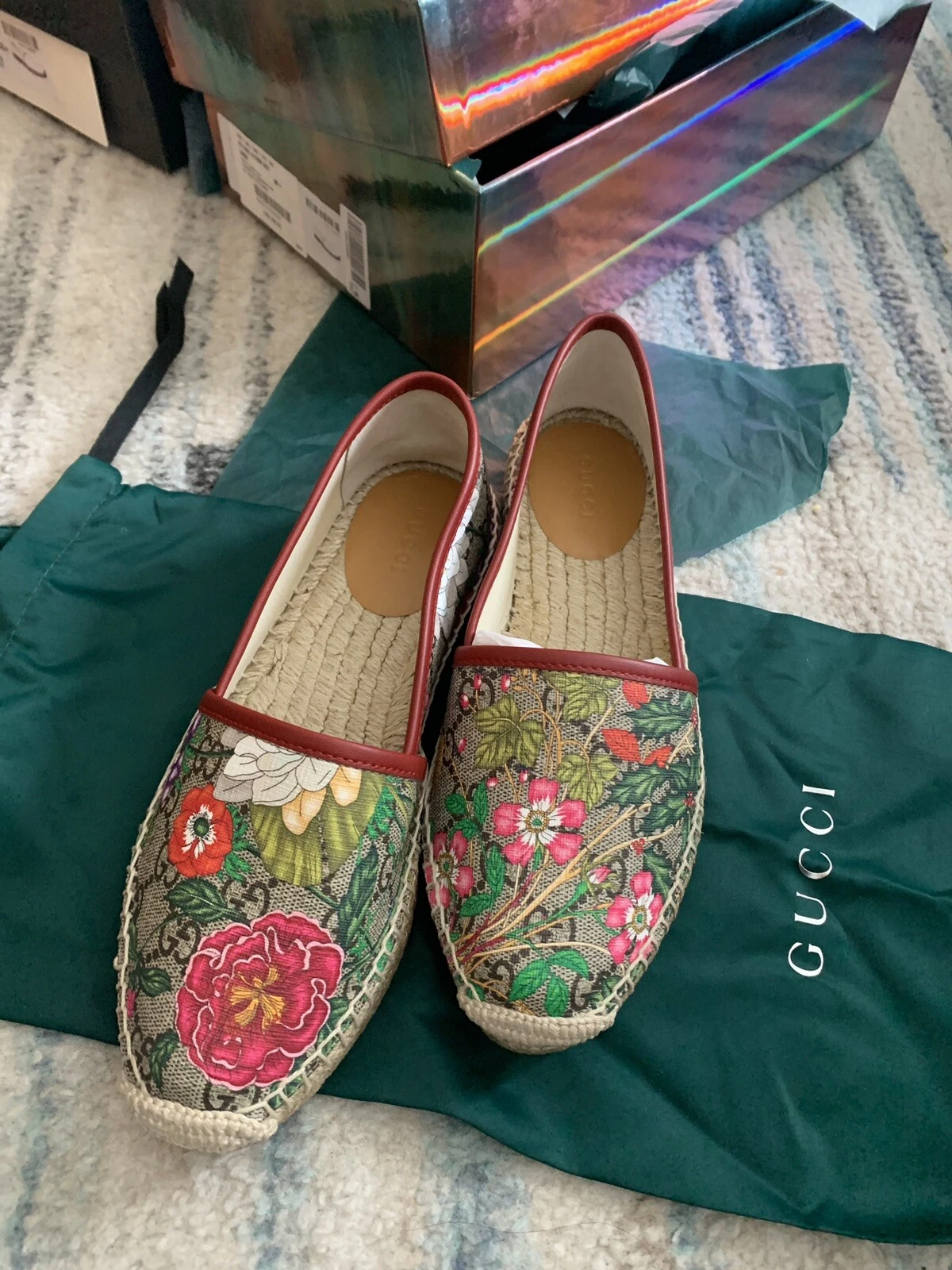 Espadrille plate femme à enfiler GUCCI Supreme GG Flora EU 36,5