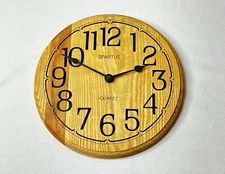 Vintage Spartus Quartz Wooden Wood Wall Clock Made in USA 10" - WORKS