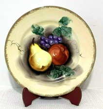 NORLEANS hand painted plate LARGE 11" and Signed Bountiful Fruit Motif Japan