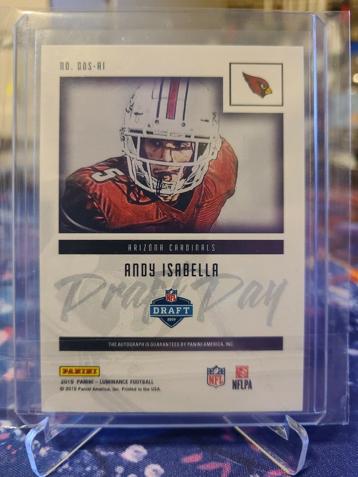 2019 Panini Luminance Draft Day Signatures Silver Ink Andy Isabella Rookie Auto - Image 2 of 2