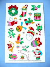 VINTAGE 1993 HOLIDAY CHRISTMAS STICKERS 1 BIG SHEET CURRENT