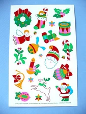 VINTAGE 1993 HOLIDAY CHRISTMAS STICKERS 1 BIG SHEET CURRENT