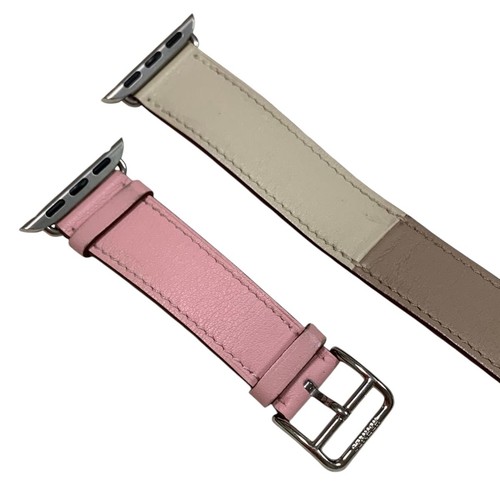 Apple Watch Hermès Double Tour Bracelet Cuir Cerise Rose 41mm,40mm,38mm Très Bon état - Photo 3 sur 7