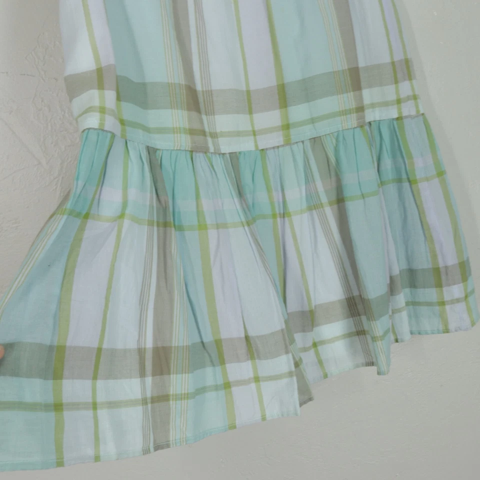 复古加勒比 Joe 裙女式 M 蓝色绿色棉分层弹性腰围 — 第 3/4 张图片