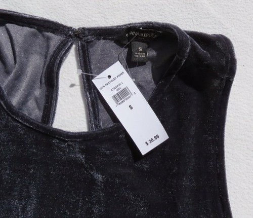 NEW NWT $36 BANANA REPUBLIC Gray Stretch Velour Velvet Cut Out Tank Top sz US S - Picture 4 of 5