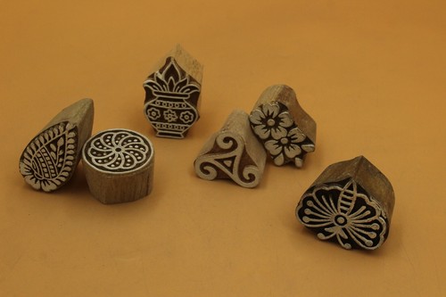 Wooden Printing Stamps Fabric Painting Mehndi Designs Textiles Clay - Picture 32 of 41