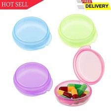 Small Pill Box 4 pcs,Cute Travel Pill Organizer Case Mini Tiny Clear Plas....