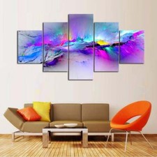 Multi Panel Print Watercolor Mountain Ridge Canvas Abstract Wall Art 5 Piece Sky