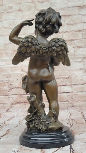 Escultura de bronce hinchable feliz querubín ángel de Moreau decoración francesa estatuilla oferta - Imagen 5 de 10