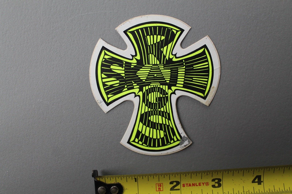 Skate Rags Clothing Neon Black Yellow Cross Z73A Vintage
