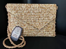 Sun 'N' Sand Tan and Gold Rafia Crossbody PURSE NWT Stylish / Mother's Day Gift
