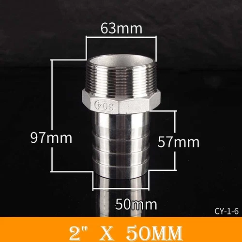 Stainless Male Thread Pipe Fitting x Barb Hose Tail Connector BSP 1/8" to 4" - Bild 53 von 86