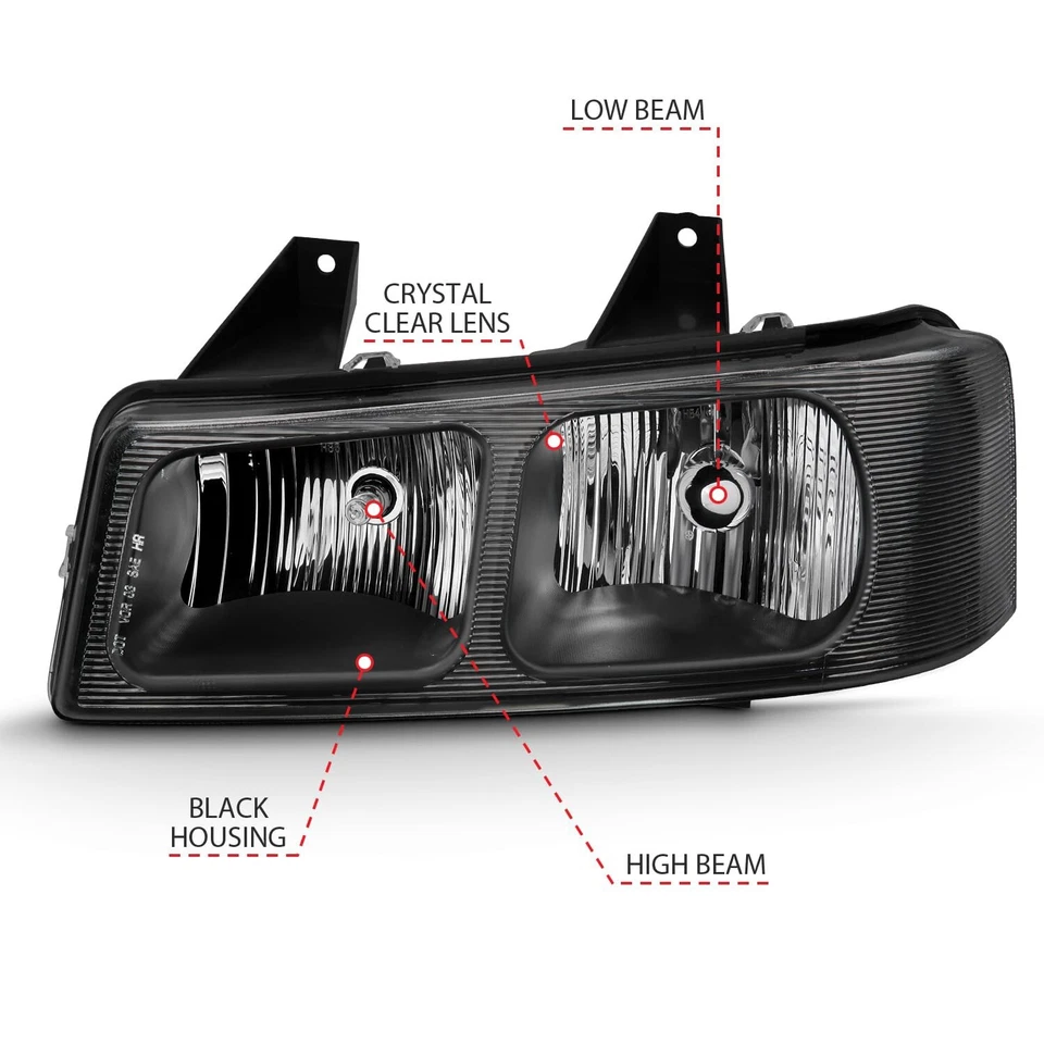 ANZO USA 111474 CHEVY EXPRESS/GMC SAVANA 2003-2017 CRYSTAL HEADLIGHTS BLACK - Image 3 of 4