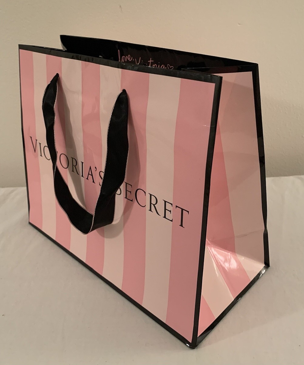 victoria secret shopping paper gift bag pink striped 11x9x5