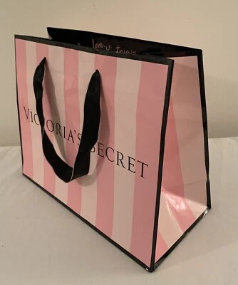 VICTORIA'S SECRET victoria secret shopping paper gift bag pink striped 11x9x5"
