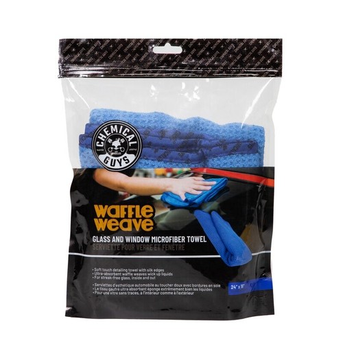 Toalla de vidrio y ventana Chemical Guys tejido gofre azul 24 x 16", paño de microfibra - Imagen 2 de 7