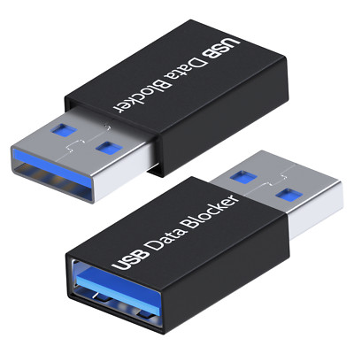 USB Datenblocker [2er Pack] Schützt vor Hackern, Viren, Juice Jacking - Schwarz