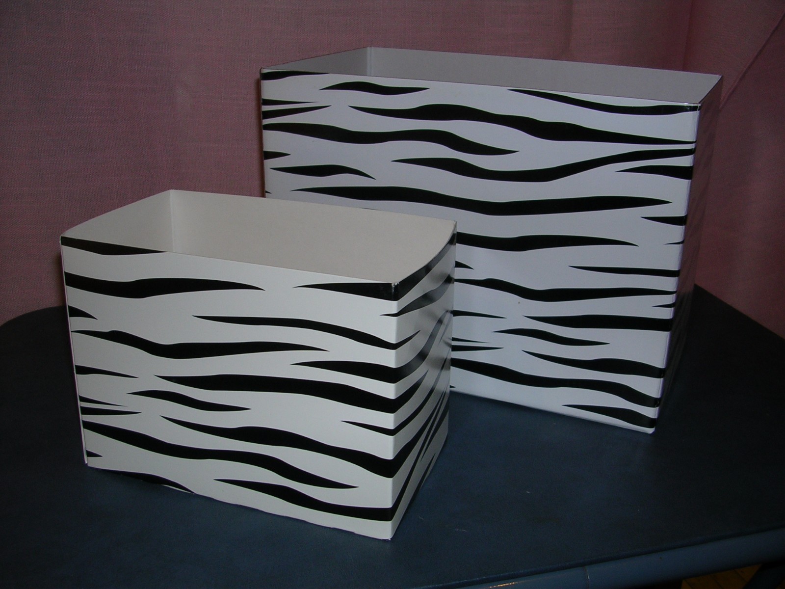 Lot of 6 New unused Zebra print Gift Basket Boxes Nashville Wraps 7 x 4 x 5