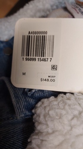Levis Premium Type I Lined Trucker Jacket M Wake Up Medium Wash Big "E" $148 - Picture 8 of 13