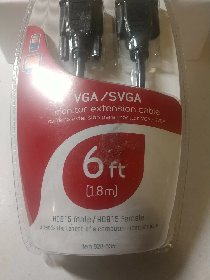 Ativa VGA/SVGA Monitor Ext Cable 6 Feet HDB 15 Male/ HDB Male Item # 828-535 - Image 2 of 4