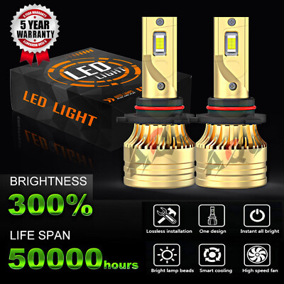 Pair Fit Chevy TrailBlazer 2002-2009 9005 HB3 6000KLED Headlight High Beam Bulbs
