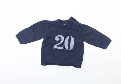 Vertbaudet Jungen blau Fair Isle Baumwollmischung Pullover Größe 12-18 Monate Knopf