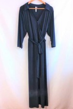 New Women's NY COLLECTION Stretch Knit DRESS Sz 2X Navy Blue Wrap Bodice