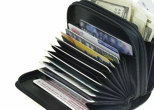 Real Leather Buxton Concertina Credit Card Holder 10 Coin Purse Wallet Zip Case - Image 3 of 3