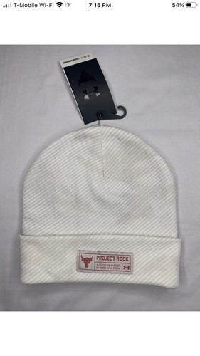 Under Armour Project Rock Beanie Herren Einheitsgröße Stretch Strick Summit weiß $ 40 Neu - Bild 9 von 9