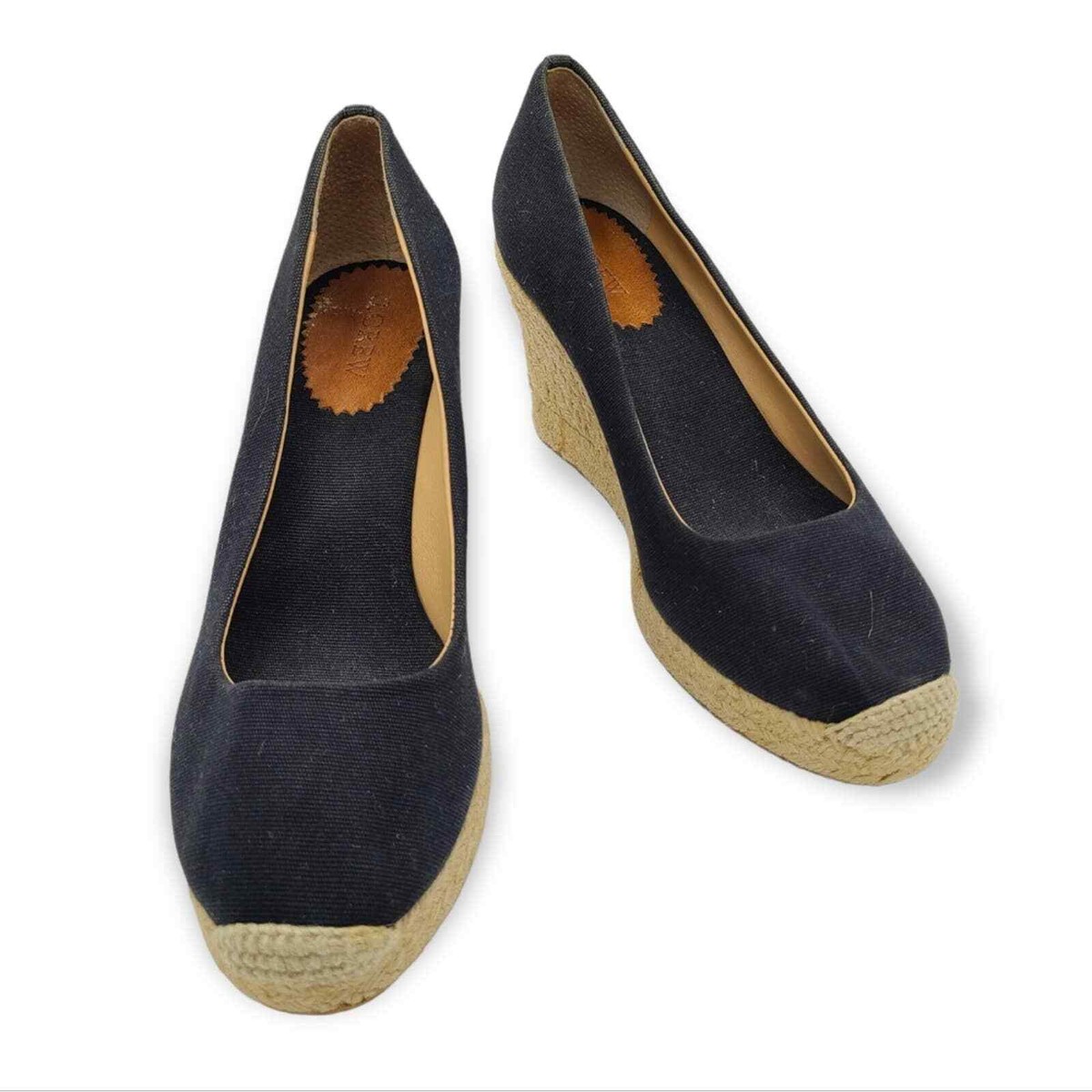 J. Crew Black Seville Espadrille Canvas Jute Wedges | eBay display picture 1