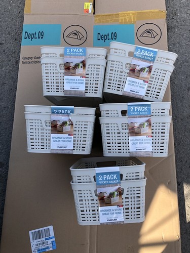 5X2PK Starplast Plastic Wicker Storage Basket Organizer Woven Ergonomic MADE USA - 第 1/12 張圖片