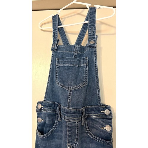 Cat & Jack denim dark wash bib overalls super stretch adjustable straps S 6/6x - Picture 4 of 6