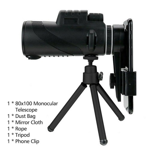 80x100 Zoom HD Monocular 1500M/9500M Handheld Telescope Night Vision Waterproof - Picture 21 of 22