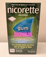 Nicorette 2mg Icy Mint Nicotine Gum 24 Boxes = 1800 Pieces 10/2027 FRESH