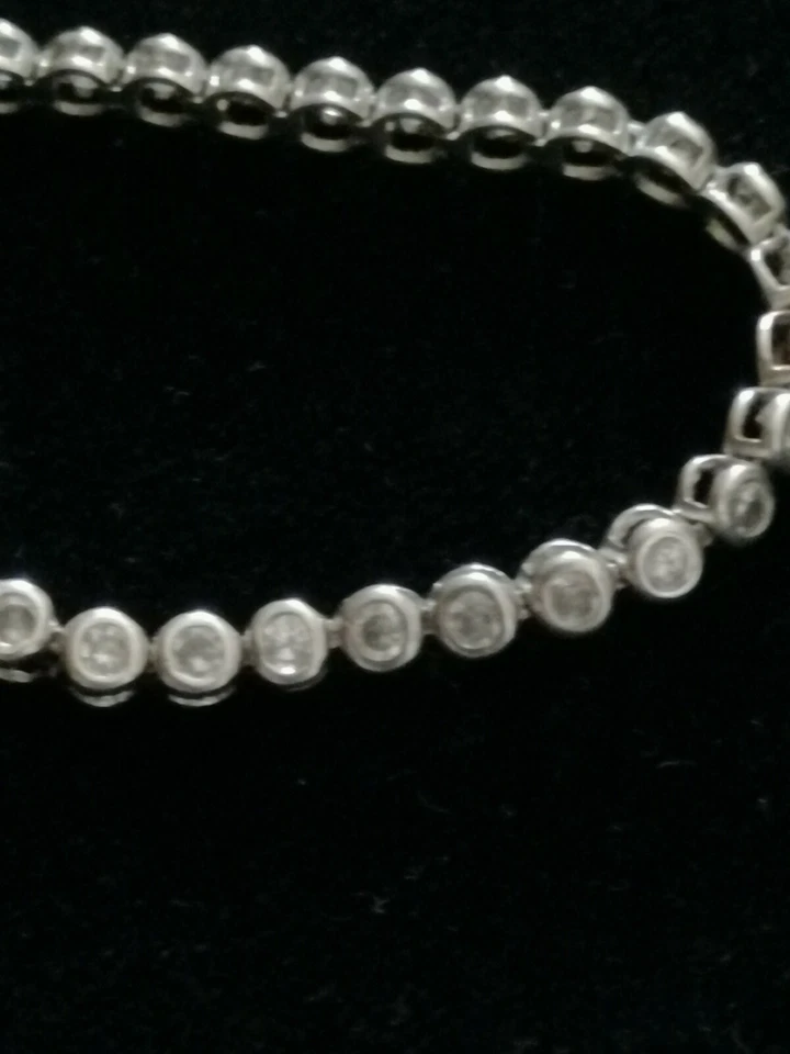 bracciale tennis da donna in argento 925 con zirconi del 1970 - Immagine 4 di 4