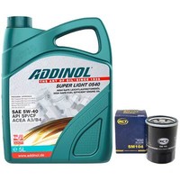 MotoröL Set 5W-40 Addinol 5 Liter + ÖLfilter SM104 FüR Citroen Honda Opel Subaru