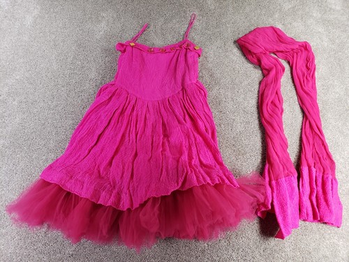 Barbara Bates Women's Large Vintage 80's Party Dress Hot Pink Sleeveless Tiered - Picture 3 of 19