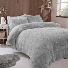 Image of FAUX FUR SHAGGY Long Pile Soft Teddy Fleece Duvet Cover Pillowcase Bedding Set 