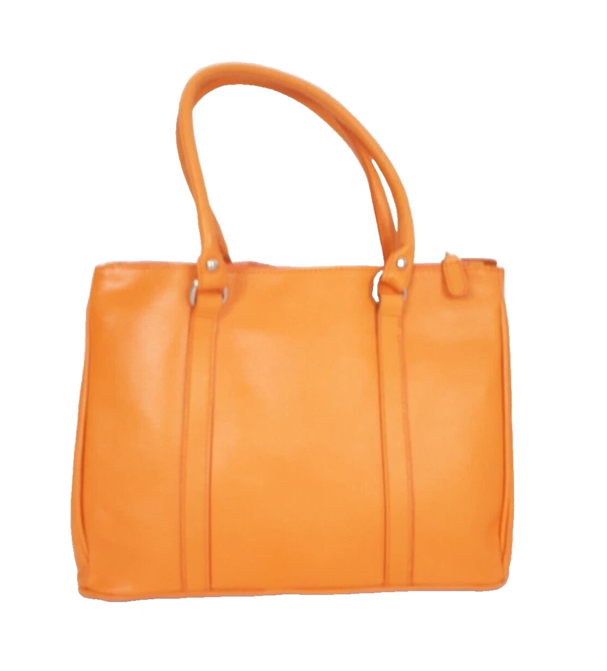 44) C&A Damen Tasche Ledertasche Orange Neu Echtes Leder Handtasche - Bild 2 von 4