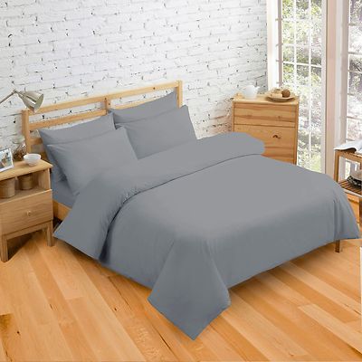 grey bed sheets and pillowcases