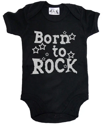 Dirty Fingers "Born to Rock" Baby Bodysuit Babygrow Music Heavy Metal Clothes