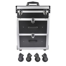 Professional Rolling Cosmetic Case Makeup Train Case with Drawers Travel Trolley