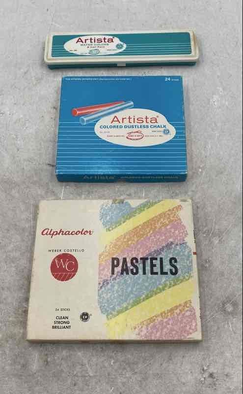 Weber Artista Colored Chalk Sticks And Watercolors Pastels Lot Of 3