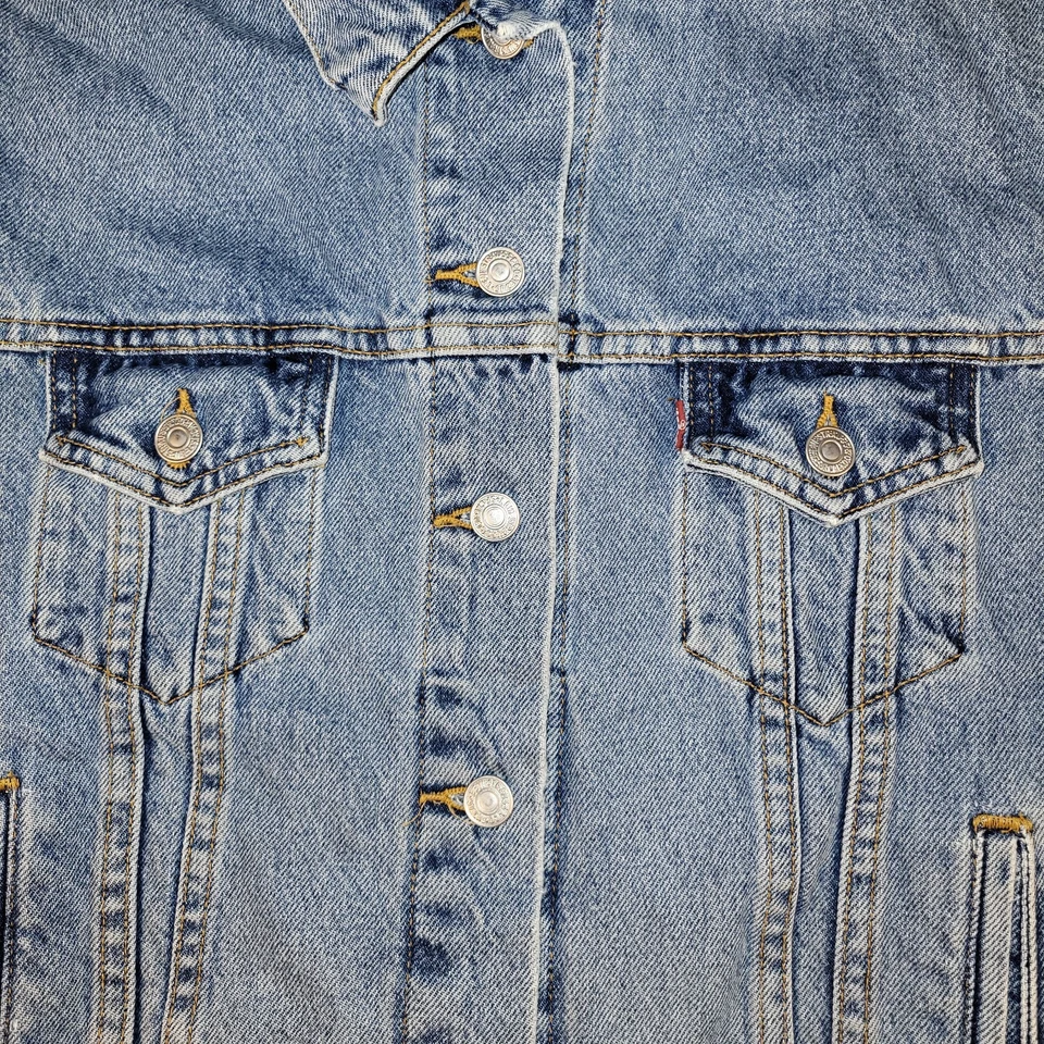 Vintage Levis Denim Jean Vest Medium Blue Trucker Retro 90s Biker 77434-0220 - Image 3 of 4