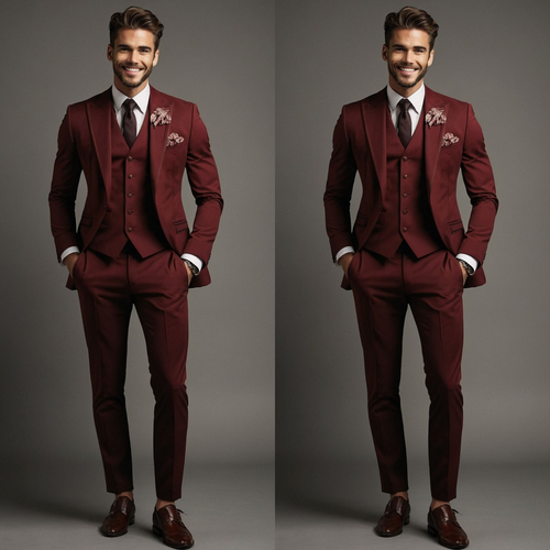 3 Stück Männer Anzüge Hochzeit Breite Spitze Lapel Slim Fit Hochzeit Smokings - Bild 1 von 18